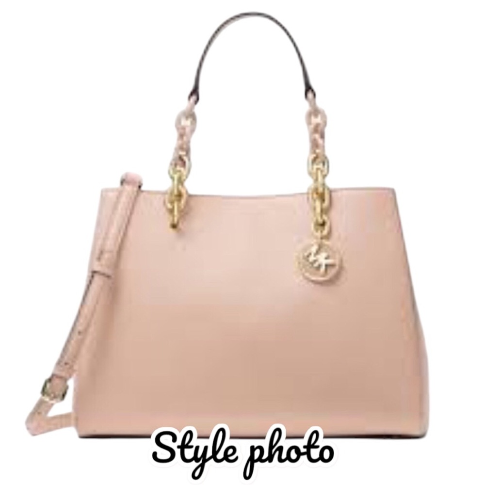 Michael Kors Charlotte Tote in Blush Pink Gold Chain W Pink Chain Links